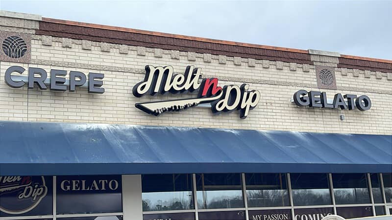 An image of the Melt N Dip channel letters.